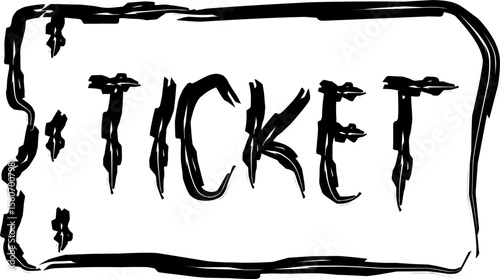 tickets icon in doodle style. hand drawn black sketch of public transportation train