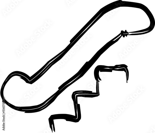 escalato icon in doodle style. hand drawn black sketch of public transportation train
