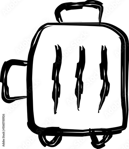luggage icon in doodle style. hand drawn black sketch of public transportation train