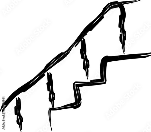 stairs icon in doodle style. hand drawn black sketch of public transportation train