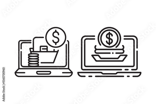 Online financial transactions and digital currency exchange on laptops