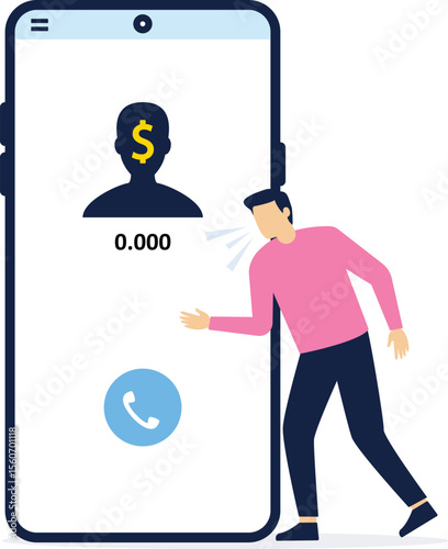Telemarketing or telesales, phone call for selling product or business deal via telephone call, insurance agent, Standing with telephone connected to money dollar sign

