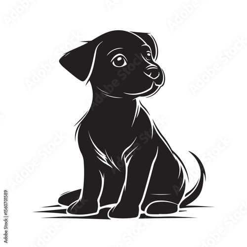 Puppy dog silhouette, Illustration Isolated On White Background, Collection of dog vector with white background, dog black vector and silhouette