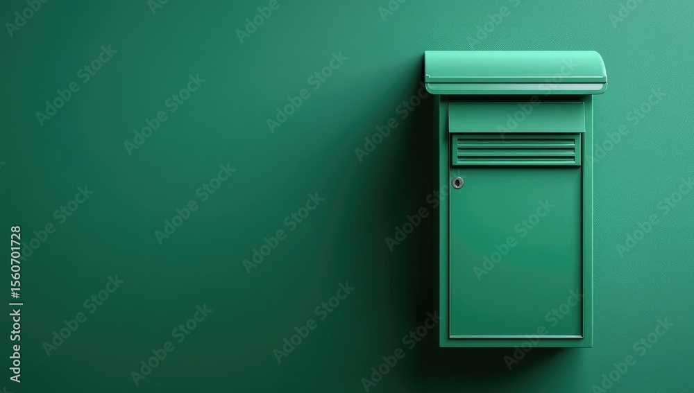 Teal mailbox against a teal wall Teal mailbox against a teal wall