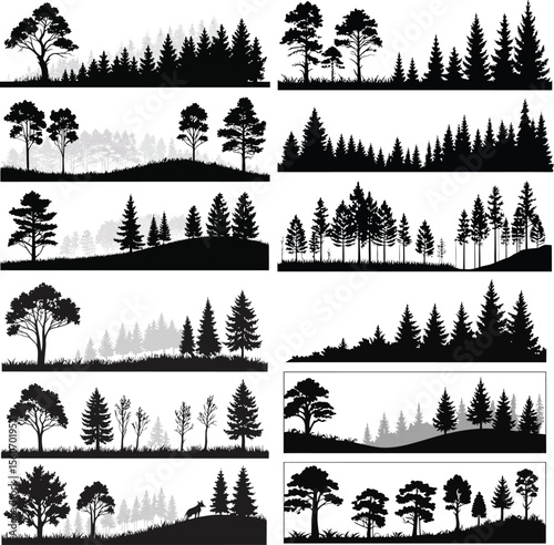 Forest Line Silhouette Vector Collection