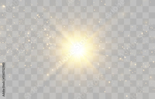 Vector transparent sunlight, special flash light effect. Glow light effect, bright sun or spotlight beams. Light png. Decor element isolated on transparent background