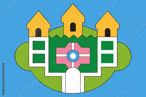 Three Towers City Crest A Symbolic Illustration of Municipal Heritage