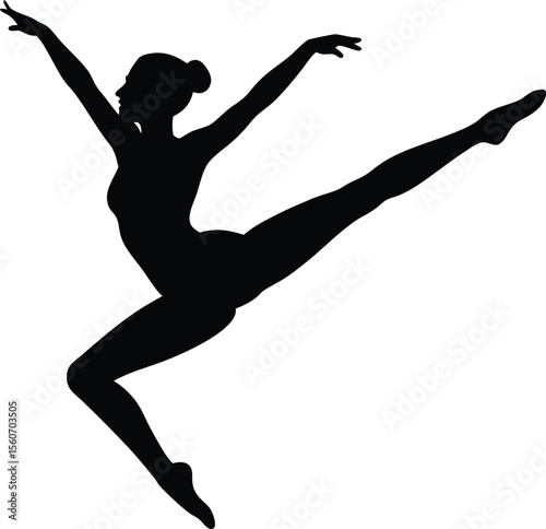 Graceful Silhouette of a Dancer in Mid Leap,  Ballet and Dance Motion Vector. new 2025 trendy.