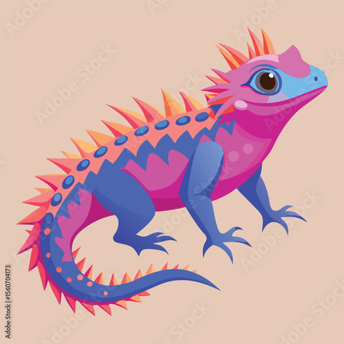 Colorful spiky lizard illustration reptile