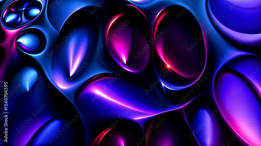 Abstract background with looped hypnotic fractal pattern featuring vibrant blue and purple swirls, colors continuously evolve, creating dynamic, kaleidoscopic experience filled with motion and depth.