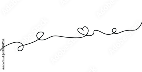 wavy curvy long squiggles line with heart shape. wave line with love png and vector illustration on transparent background