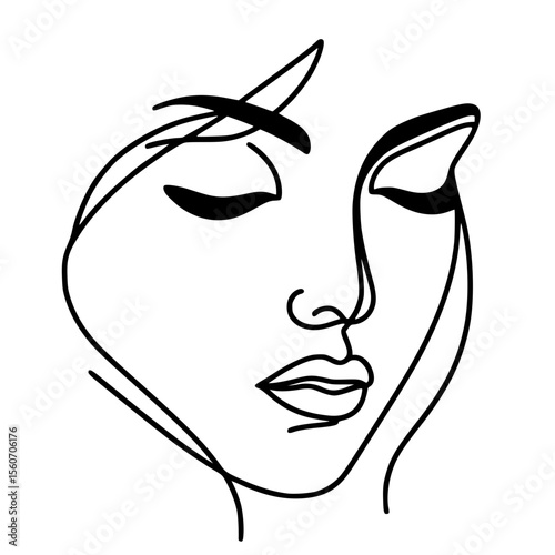The Silent Outline, Elegant monoline art capturing silent expression