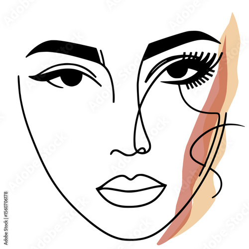 Whisper of Expression, Elegant monoline art capturing silent expression