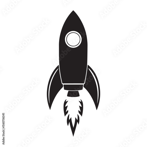 Rocket silhouette, Rocket with Smoke silhouette vector illustration, Space rocket ship silhouette vector illustration isolated on white background, Rocket Launch Silhouette Vector