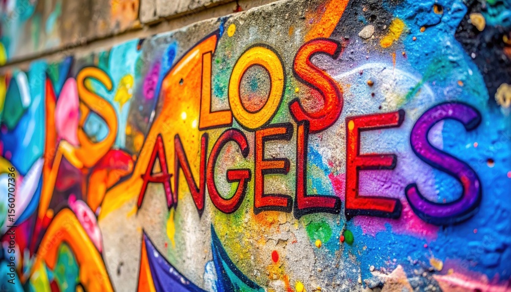 Fototapeta premium Vibrant los angeles street art mural with colorful graffiti design