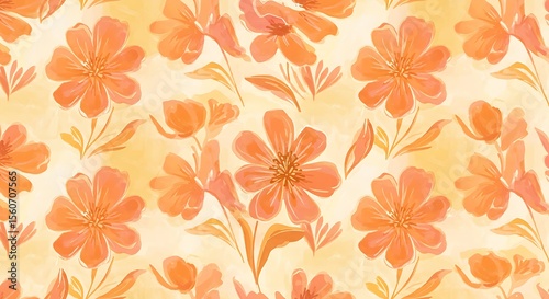 Orange Watercolor Floral Pattern: A Summery Delight