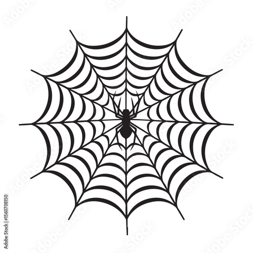 Creepy black spider on a seamless web pattern, perfect for Halloween vector illustration or a nature-inspired design