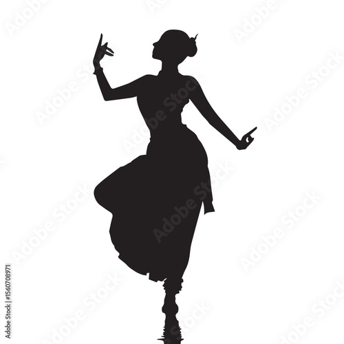 bharatanatyam dancer silhouette set, Black & White silhouette set