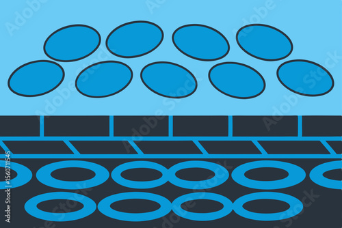 Abstract Design Blue Shapes and Geometric Patterns