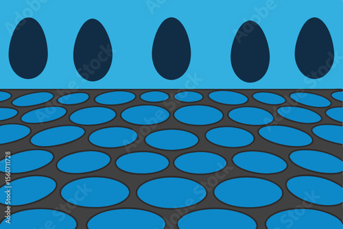 Abstract Illusion Blue Egg and Circle Pattern Optical Design