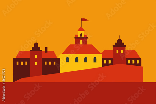 historical painting style kastellet church classic depiction