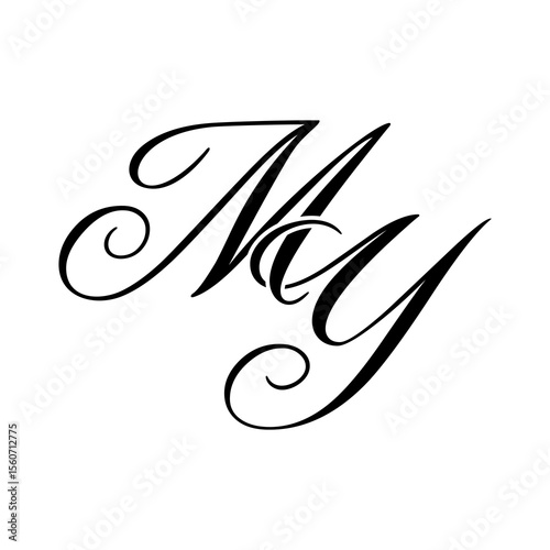 Elegant MY Monogram Logo in Black Script – Luxury Calligraphy Initial Design on White Background
