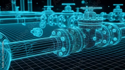 Simulating Pipeline Network with Digital Wireframe Visualization