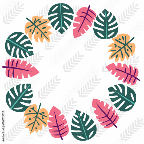 Wreath made of colorful leaves in circle