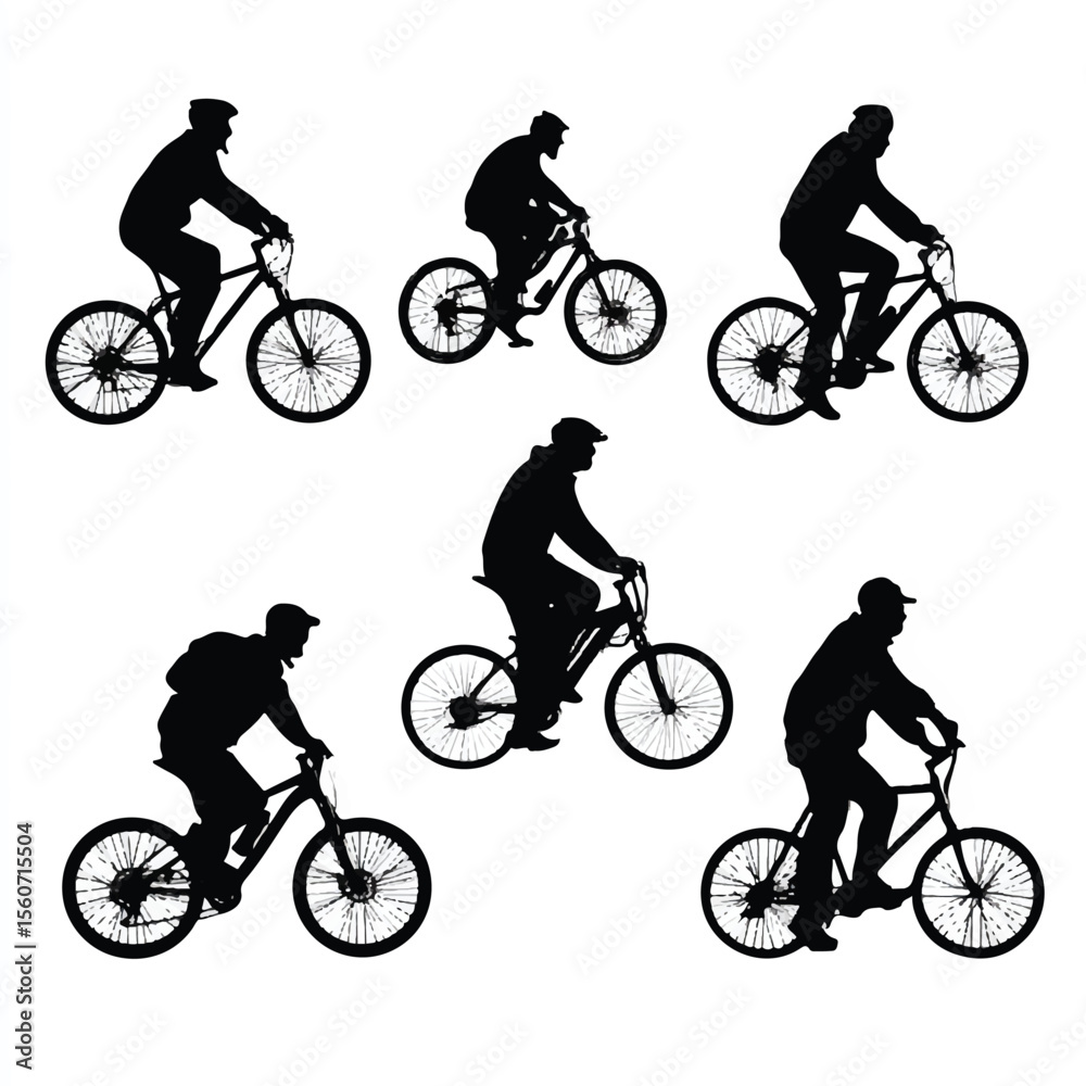 Fototapeta premium bicycle rider silhouette set, Black & White silhouette set