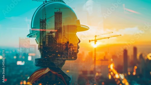 team engineer building a construction project with architect people or construction worker working with modern civil equipment technology, double exposure graphic design. Building engineer