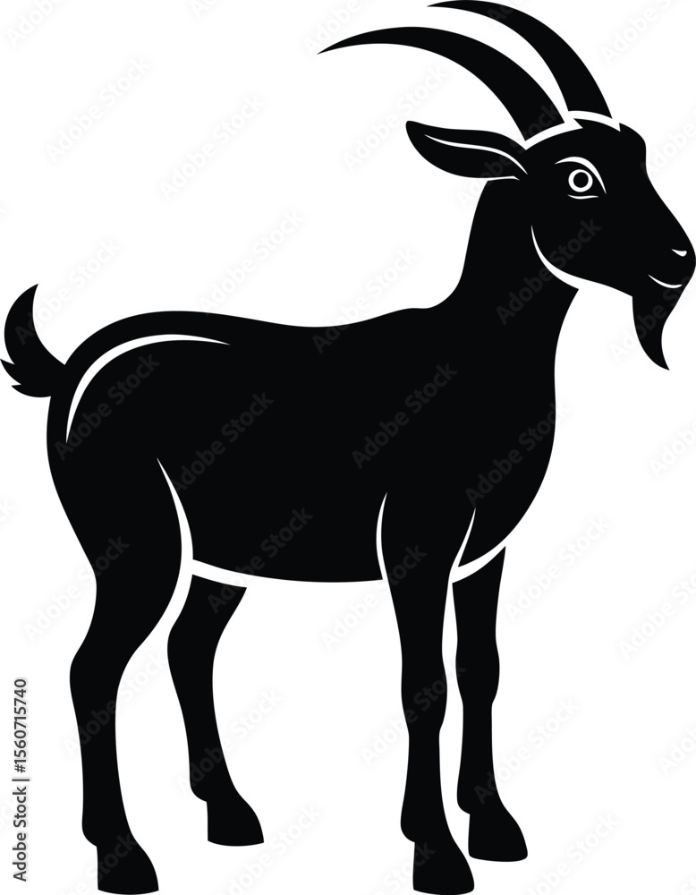 Fototapeta premium Goat Silhouette Vector with white background and editable