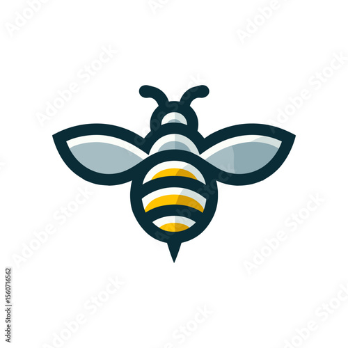 A stylized illustration of a bee with detailed wings and body, symbolizing nature and pollination