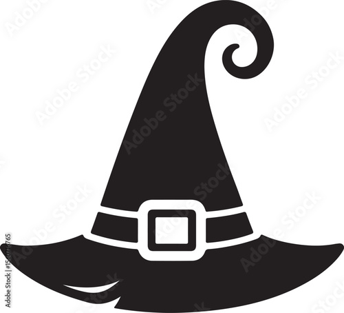  Classic Black Witch Hat Silhouette - Halloween Costume Accessory Magic Icon Vector