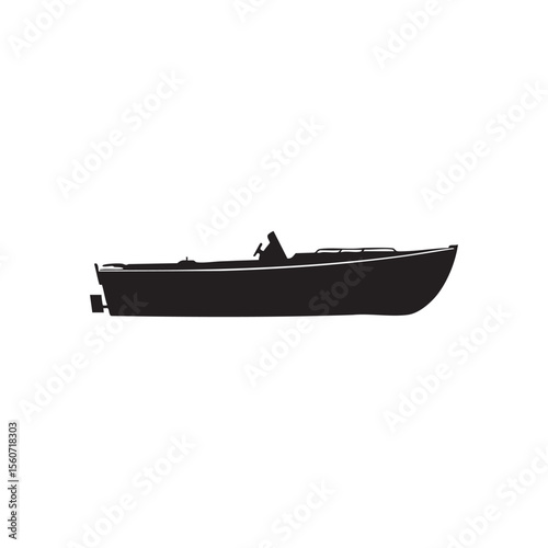 Sleek Motorboat Silhouette on White Background for Design Projects silhouette