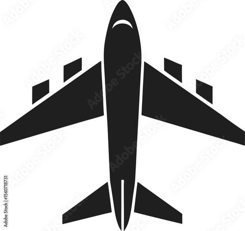 Airplane Silhouette Vector with white background and editable