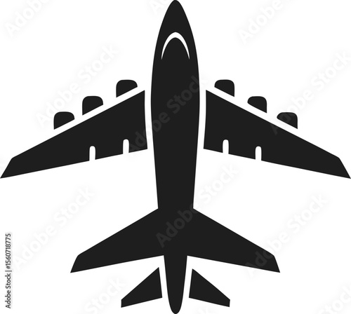Airplane Silhouette Vector with white background and editable
