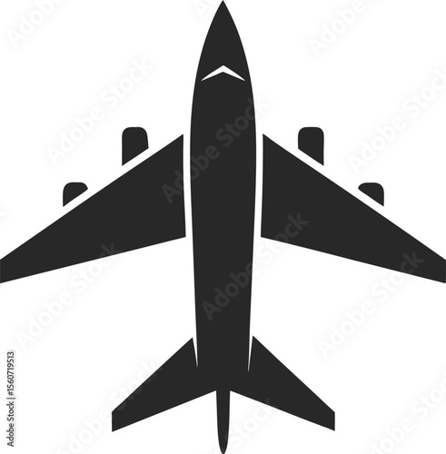 Airplane Silhouette Vector with white background and editable