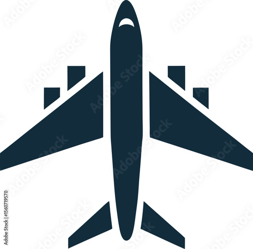 Airplane Silhouette Vector with white background and editable