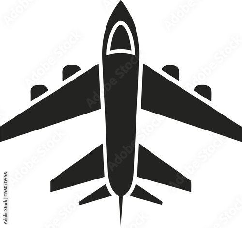 Airplane Silhouette Vector with white background and editable