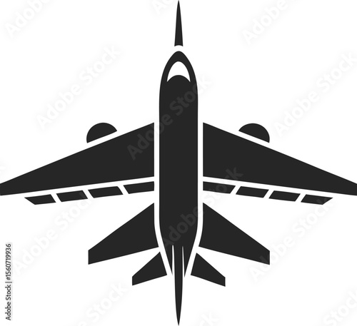 Airplane Silhouette Vector with white background and editable
