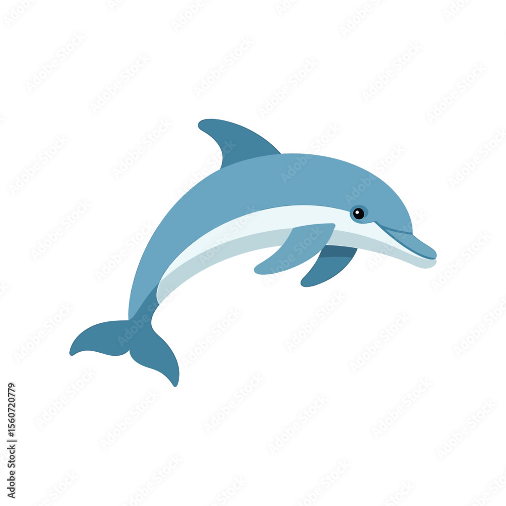 Fototapeta premium A simple, minimalist illustration of a leaping dolphin in a flat design style