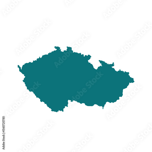 Map of Czech Republic, sign silhouette. World Map Globe. Vector Illustration isolated on white background. Europe continent.