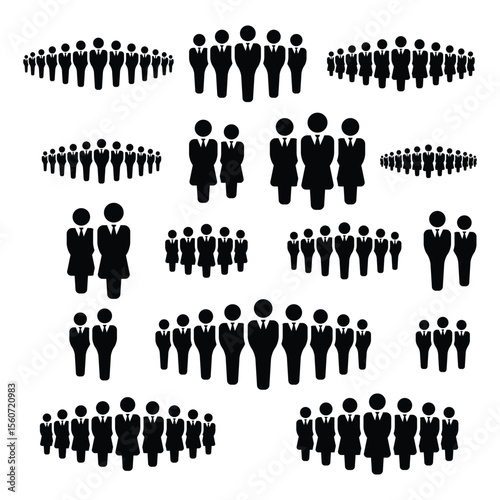 People icon vector male and female group of persons symbol avatar for business management team in flat color glyph pictogram illustration
