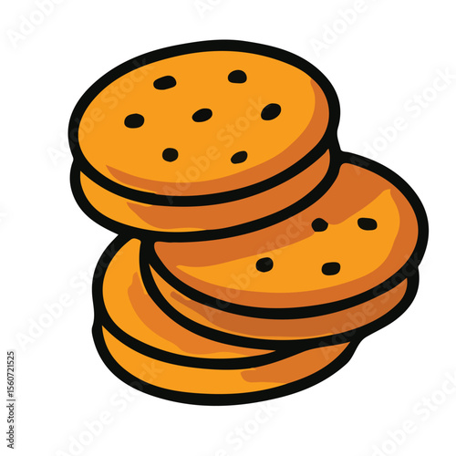 Closeup tasty cookies and sesame on white for snack food