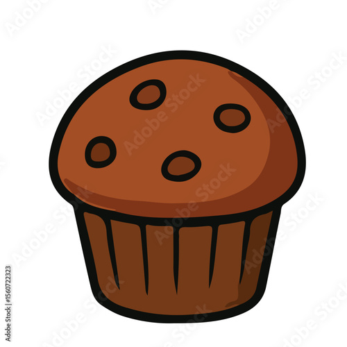 Delicious chocolate muffin with cup cake isolated on white, perfect for a sweet birthday party snack