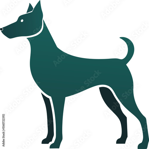 Dog Silhouette Vector Standing Alert in Black and White Style