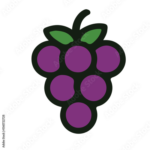 Vector illustration of ripe grapes on a vine, perfect for designs related to fruit, wine, or a healthy harvest