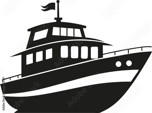 Boat and ship Silhouette Vector with white background and editable