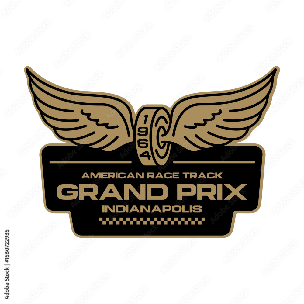 Motorsport racing Club logo template vector design element vintage style for label or badge retro illustration.