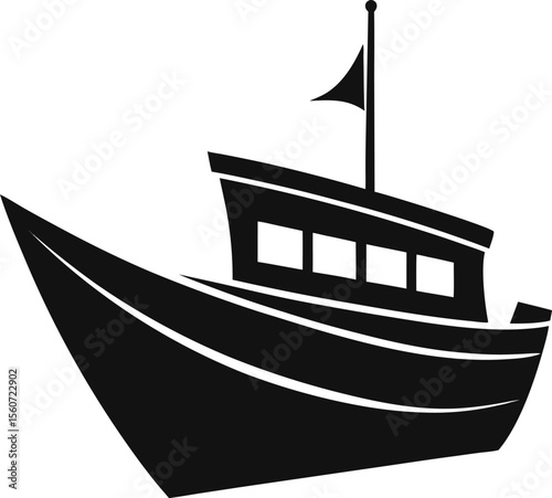 Boat and ship Silhouette Vector with white background and editable